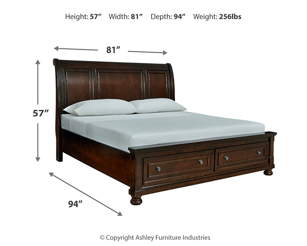 Porter Sleigh Bed With Mirrored Dresser