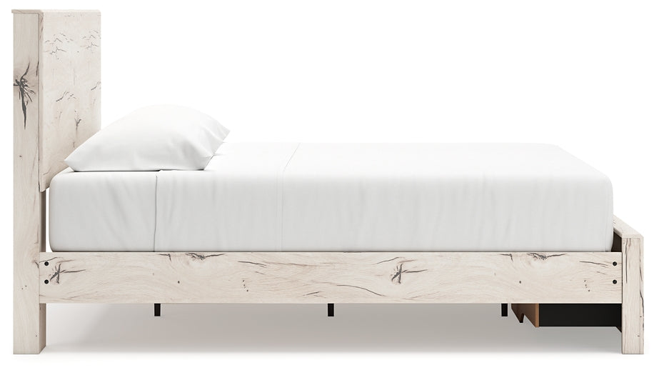 King Panel Storage Bed with Mirrored Dresser