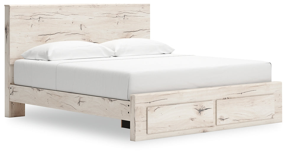 King Panel Storage Bed with Mirrored Dresser