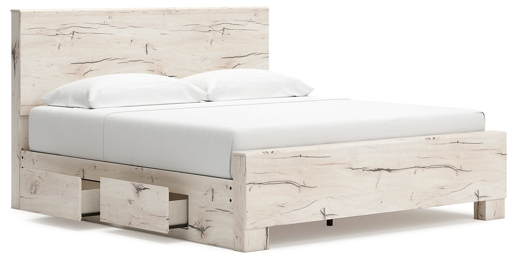 King Panel Bed with Mirrored Dresser