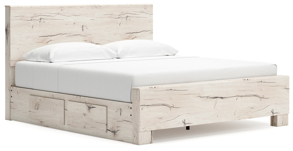 King Panel Bed with Mirrored Dresser
