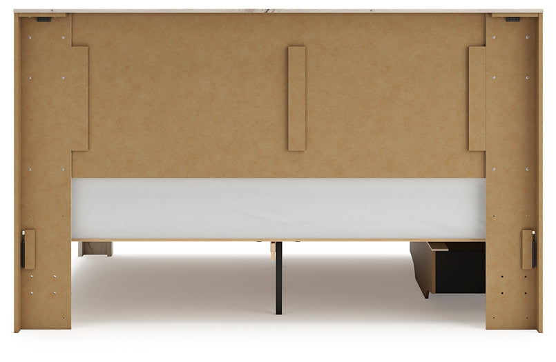 King Panel Bed with Mirrored Dresser