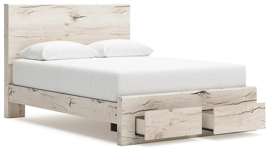 Queen Panel Storage Bed with Mirrored Dresser