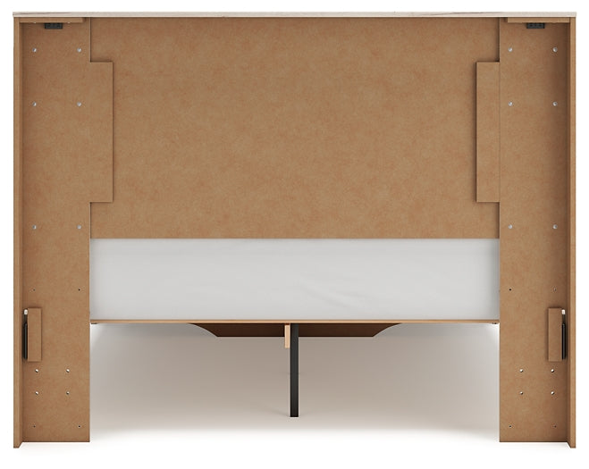 Queen Panel Storage Bed with Mirrored Dresser