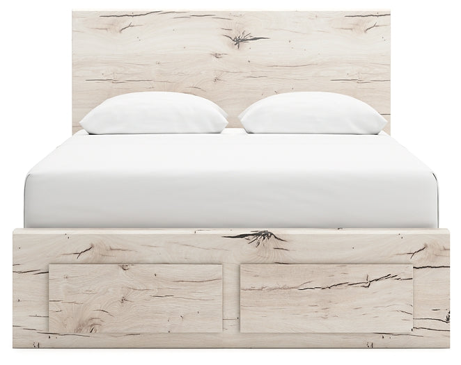 Queen Panel Storage Bed with Mirrored Dresser