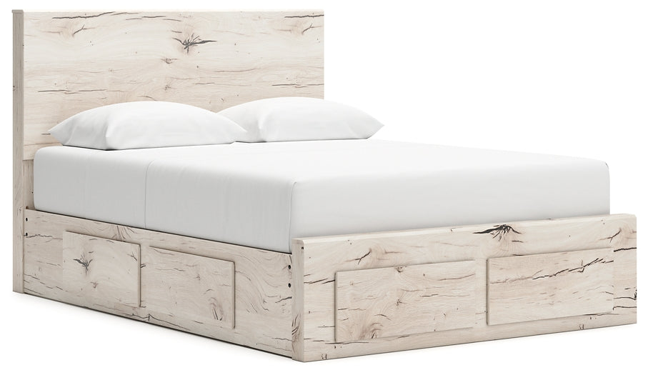 Queen Panel Storage Bed with Mirrored Dresser