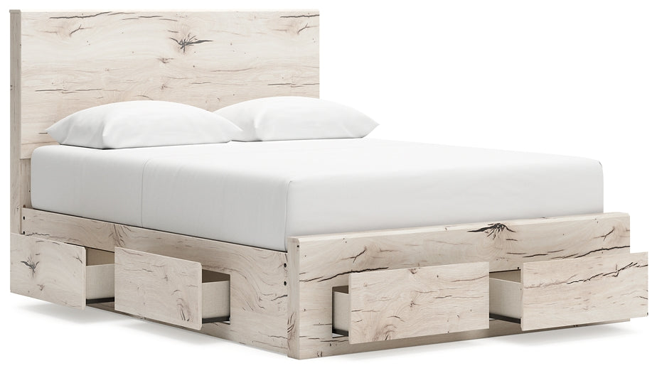 Queen Panel Storage Bed with Mirrored Dresser