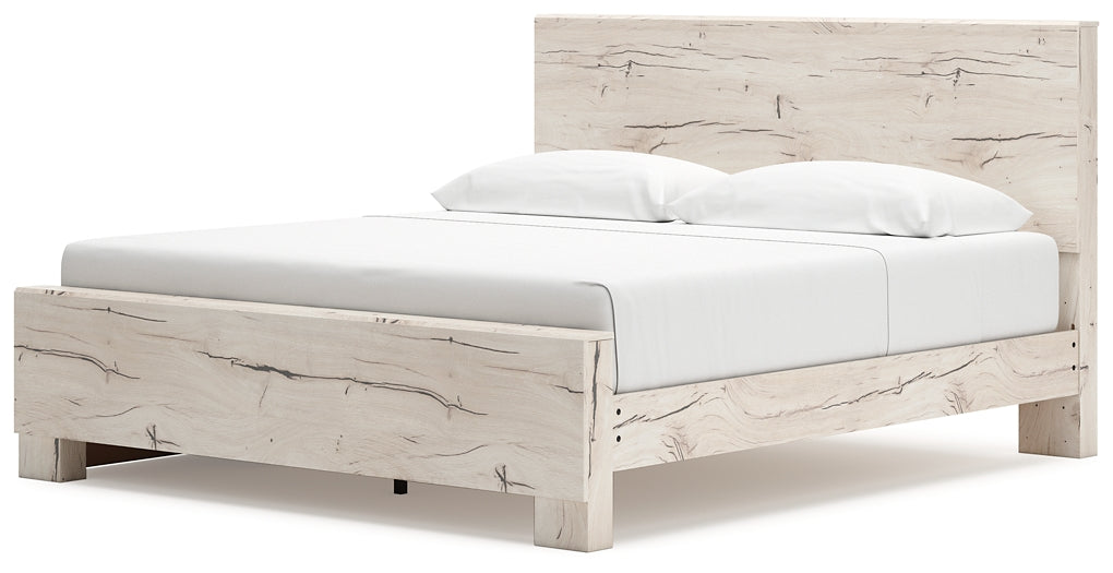 King Panel Bed with Mirrored Dresser and Nightstand
