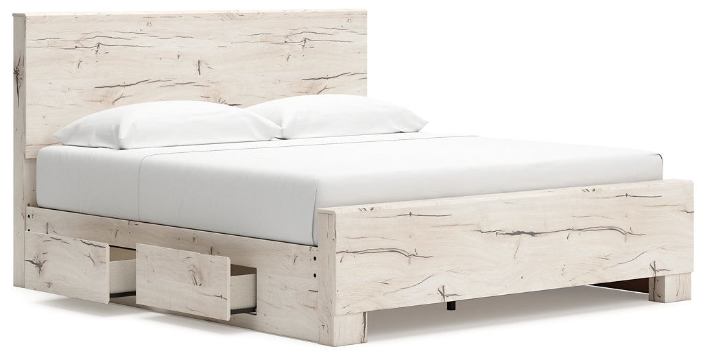 King Panel Bed with Mirrored Dresser and Nightstand