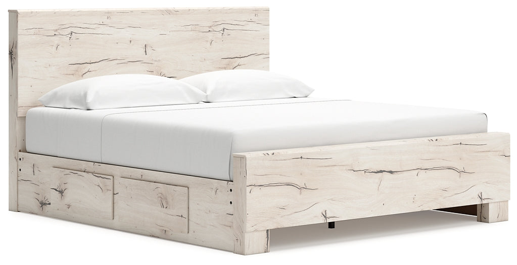 King Panel Bed with Mirrored Dresser and Nightstand