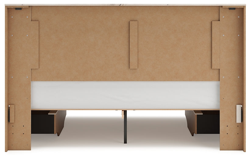 King Panel Bed with Mirrored Dresser and Nightstand