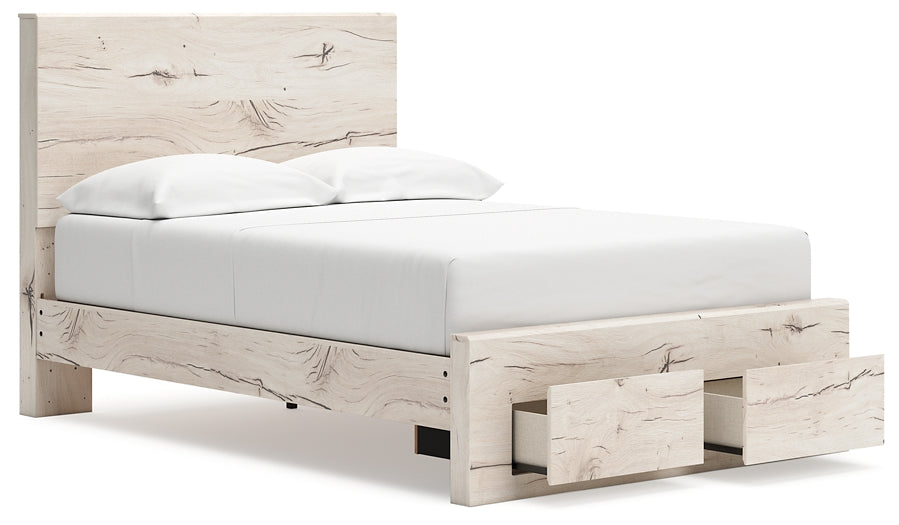 Full Panel Storage Bed with Mirrored Dresser and Nightstand
