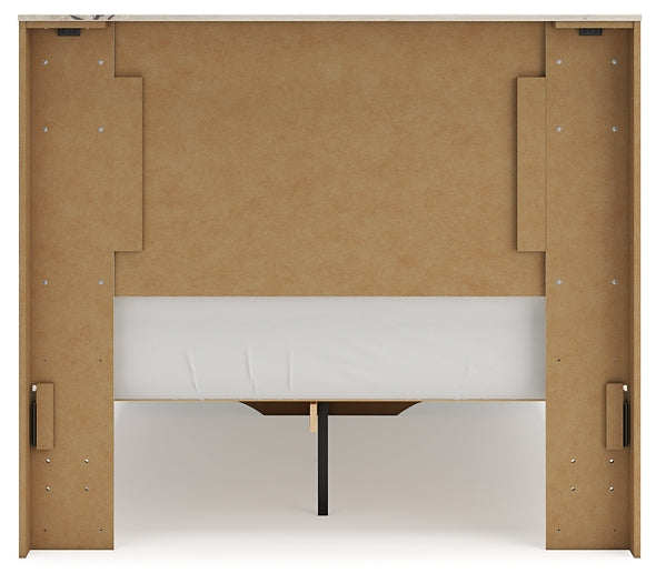 Full Panel Storage Bed with Mirrored Dresser and Nightstand