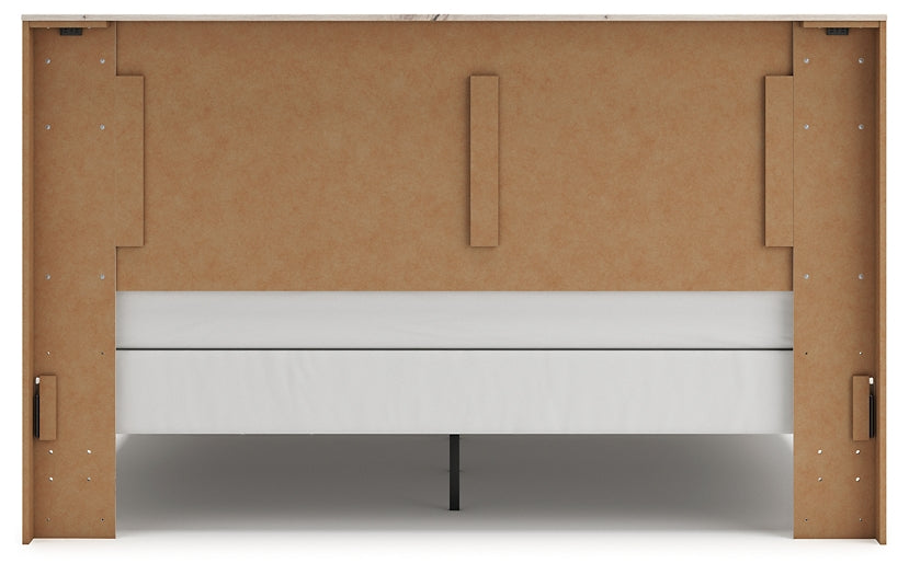 King Panel Bed with Mirrored Dresser and Nightstand