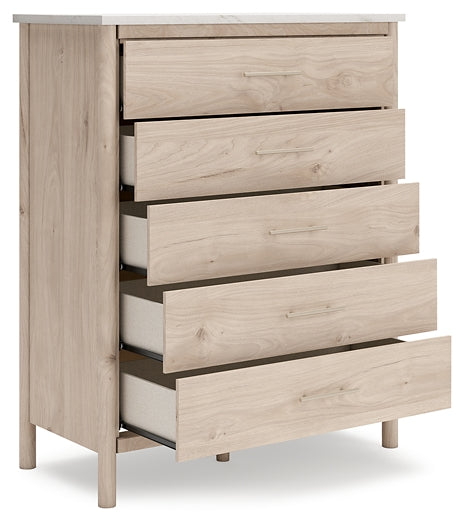 Queen Upholstered Panel Bed with Mirrored Dresser and Chest