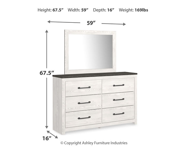 Gerridan King Panel Bed with Mirrored Dresser and Chest