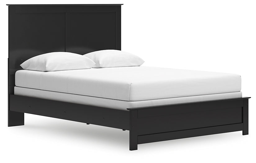 Queen Panel Bed with Mirrored Dresser, Chest and Nightstand