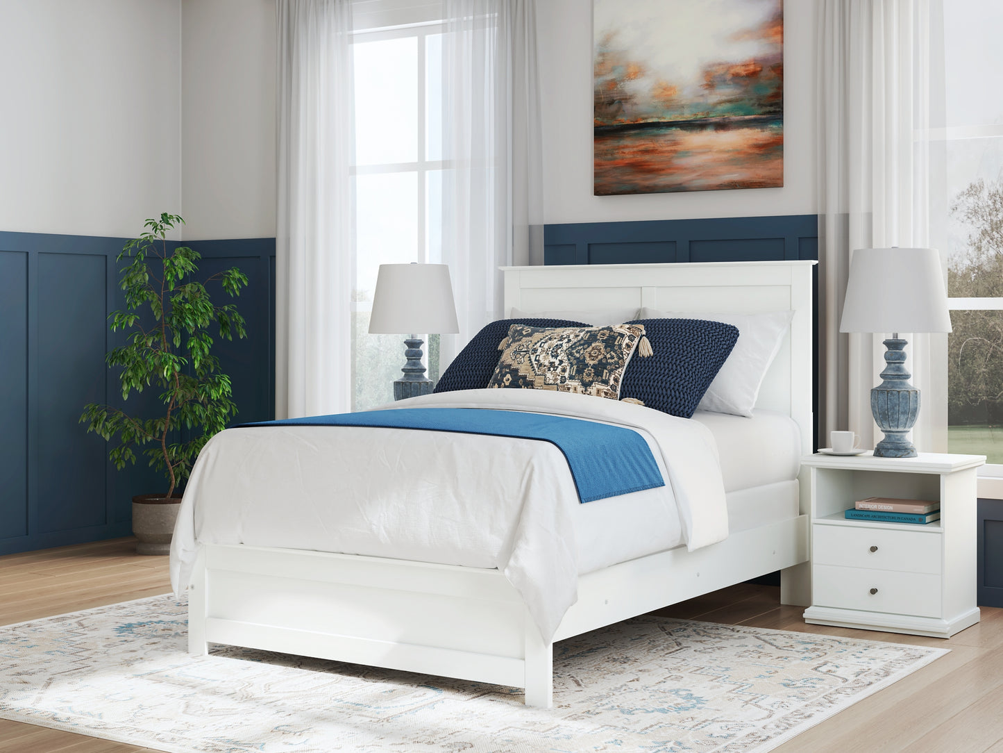 Bostwick Shoals Full Panel Bed with Mirrored Dresser and Nightstand