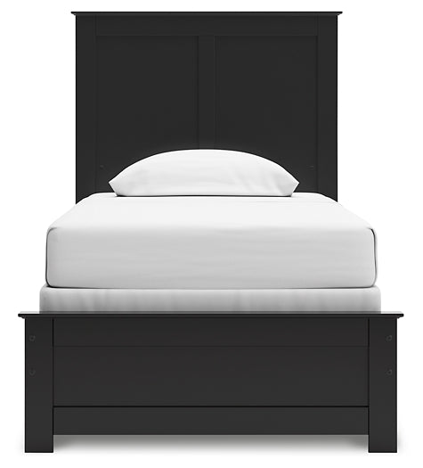 Twin Panel Bed with Mirrored Dresser