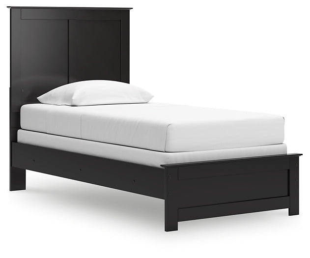 Twin Panel Bed with Mirrored Dresser