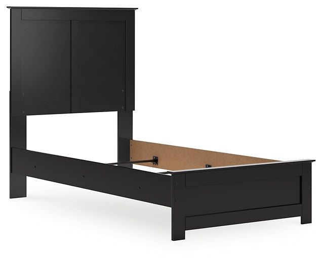 Twin Panel Bed with Mirrored Dresser