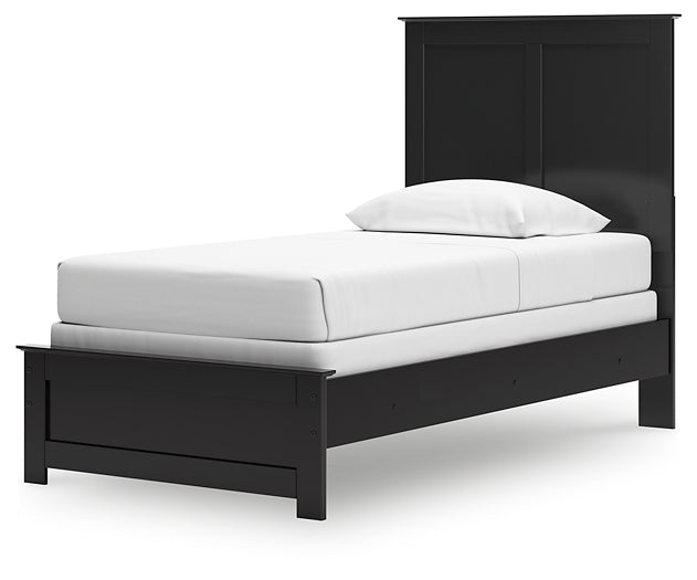 Twin Panel Bed with Mirrored Dresser