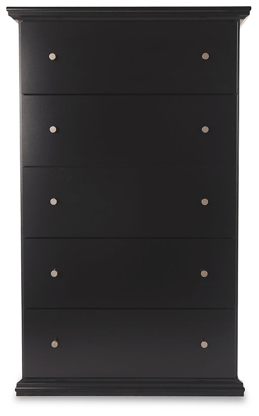 Queen Panel Bed with Mirrored Dresser and Chest