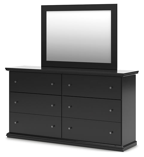 Queen Panel Bed with Mirrored Dresser