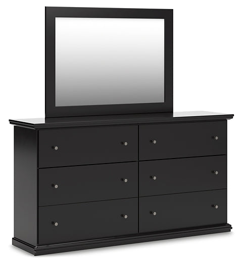 Queen Panel Bed with Mirrored Dresser