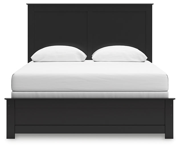Queen Panel Bed with Mirrored Dresser