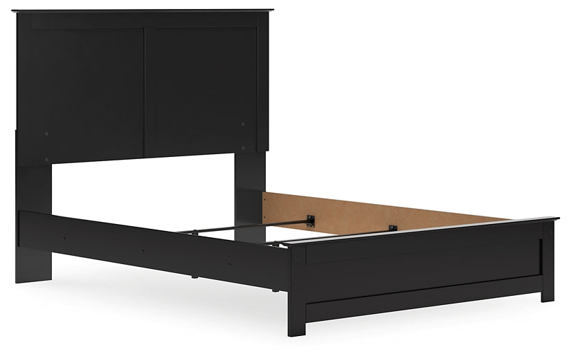 Queen Panel Bed with Mirrored Dresser