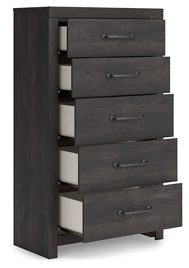 Hollivern Twin Panel Storage Bed with Mirrored Dresser and Chest