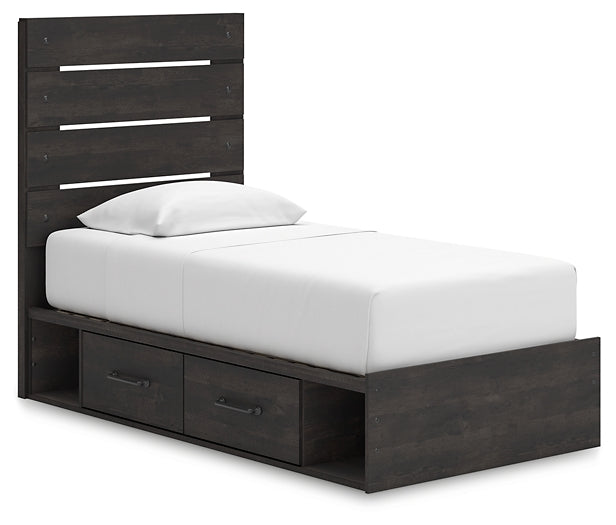 Hollivern Twin Panel Storage Bed with Mirrored Dresser and Chest
