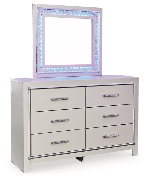 Zyniden Full Upholstered Panel Bed with Mirrored Dresser