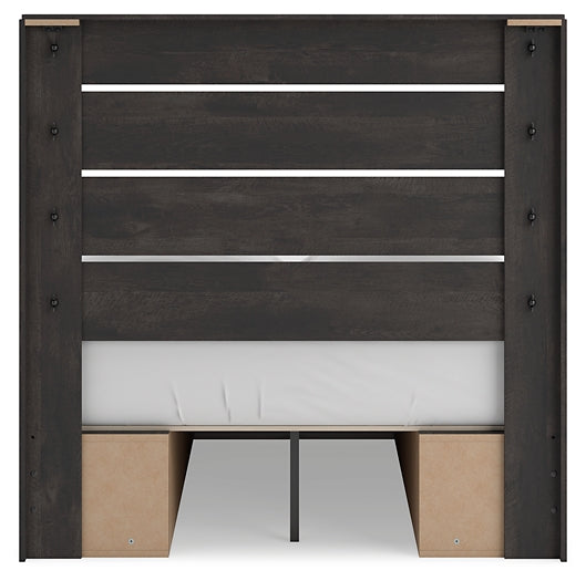 Hollivern Full Panel Bed with Storage with Mirrored Dresser and Nightstand