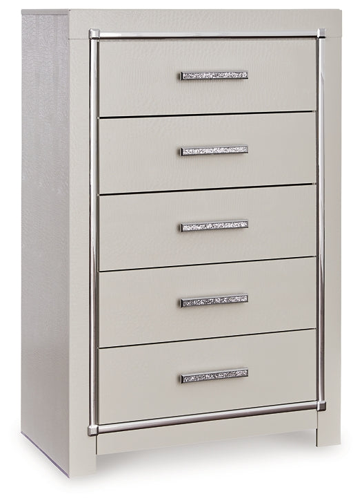 Zyniden Full Upholstered Panel Bed with Mirrored Dresser, Chest and Nightstand