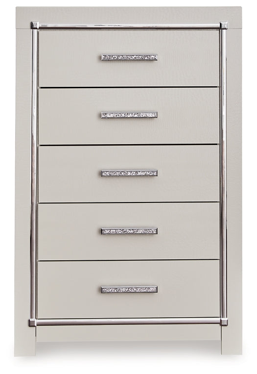 Zyniden Full Upholstered Panel Bed with Mirrored Dresser, Chest and Nightstand