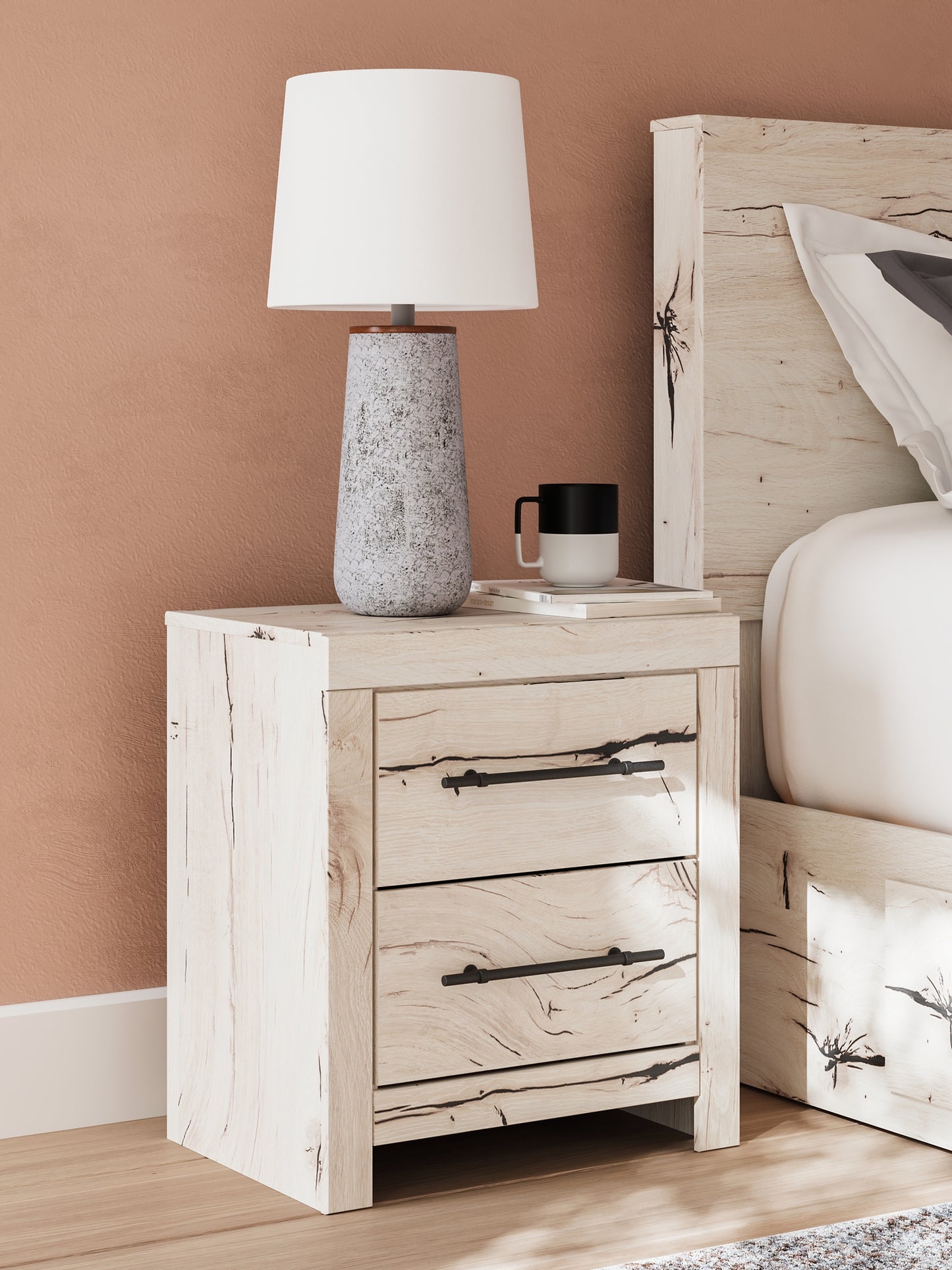 King Panel Headboard with Mirrored Dresser, Chest and Nightstand