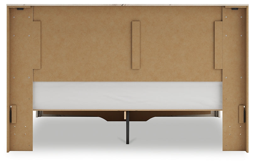 King Panel Headboard with Mirrored Dresser and Chest