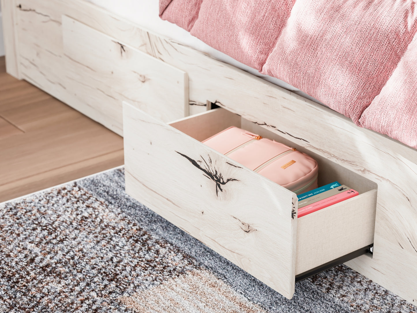 Twin Panel Bed with Mirrored Dresser, Chest and Nightstand