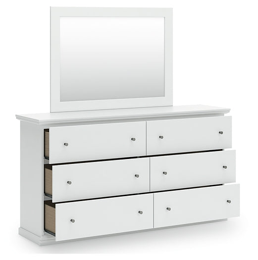 Bostwick Shoals Twin Panel Bed with Mirrored Dresser and Chest