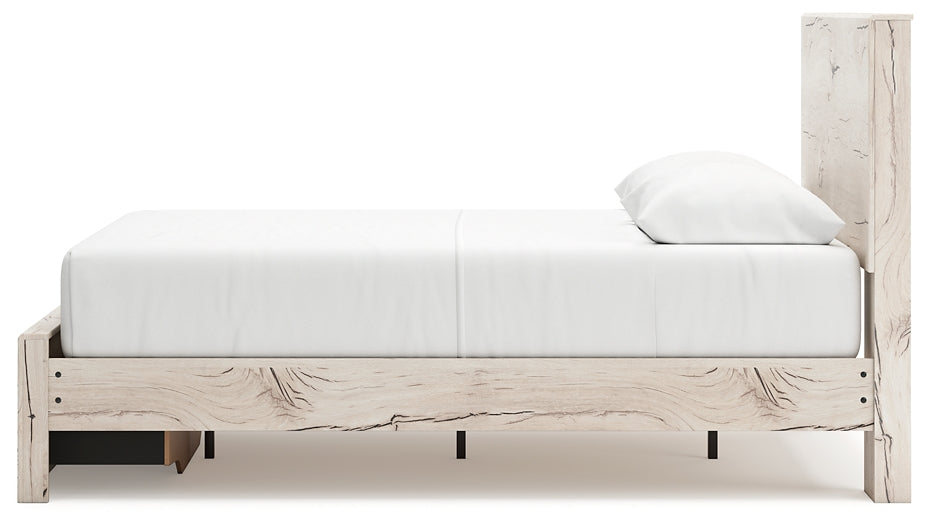 Queen Panel Storage Bed with Mirrored Dresser and Chest