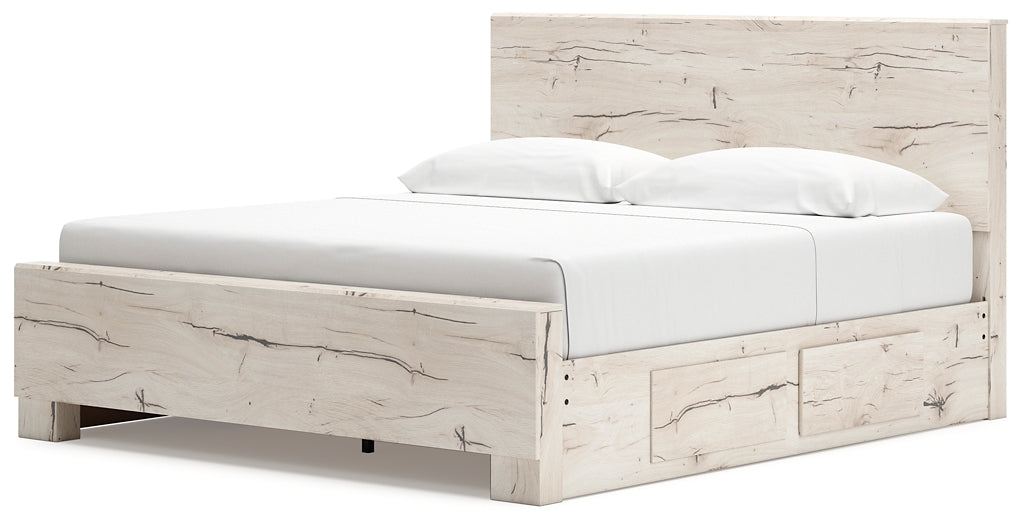 King Panel Bed with Mirrored Dresser and Chest