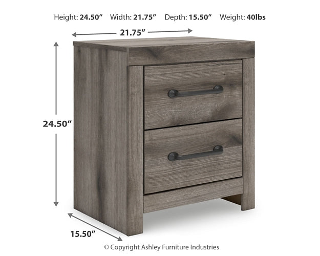 Graystorm Twin Panel Bed with Storage with Mirrored Dresser and Nightstand