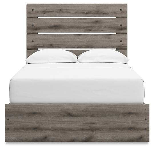Graystorm Full Panel Bed with Storage with Mirrored Dresser, Chest and Nightstand