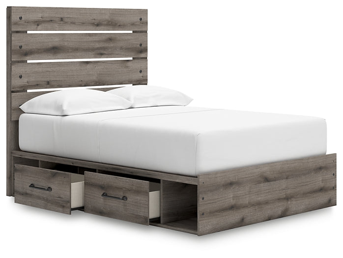 Graystorm Full Panel Bed with Storage with Mirrored Dresser, Chest and Nightstand