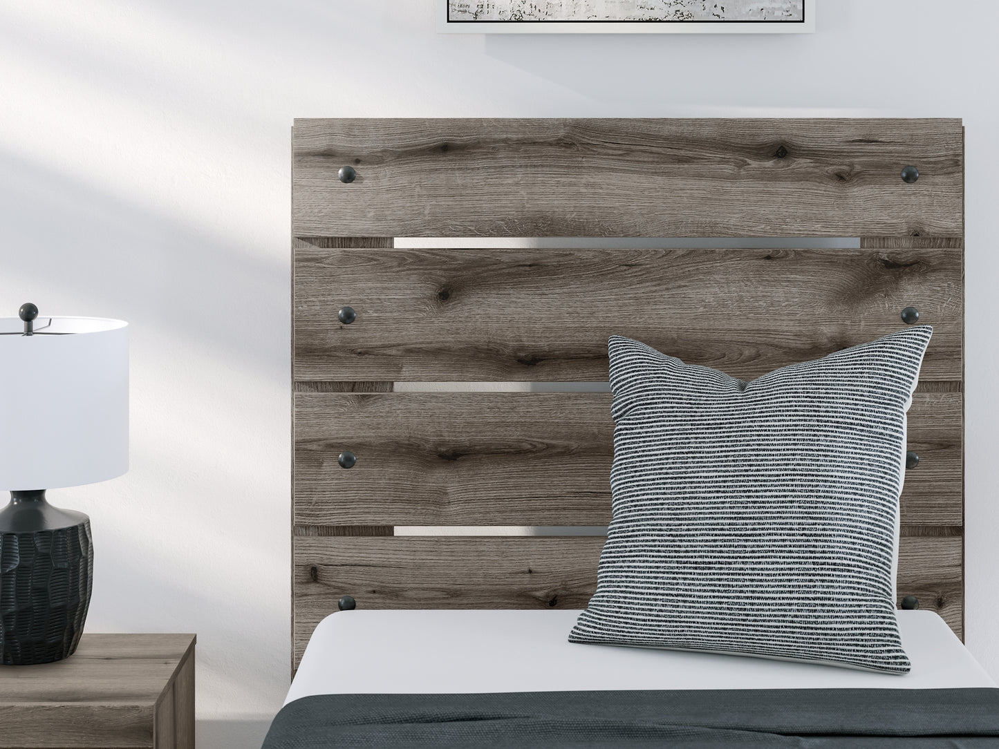 Graystorm Twin Panel Storage Bed with Mirrored Dresser and Nightstand