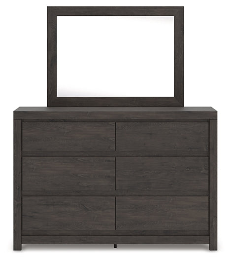 Queen Panel Bed with Mirrored Dresser and Nightstand