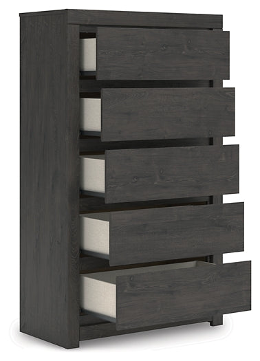 Queen Panel Bed with Mirrored Dresser, Chest and Nightstand