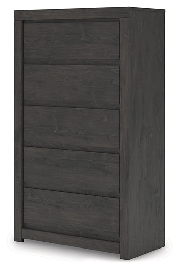 Queen Panel Bed with Mirrored Dresser, Chest and Nightstand